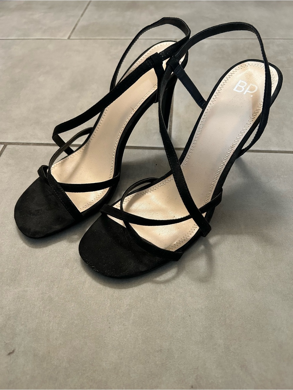 bp Black Strappy Suede Slingback Heels